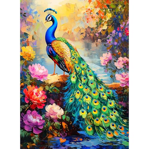 300 Piece Puzzle for Adults Peacock Puzzle Jigsaw Puzzles 300 Pieces Adult Puzzles Games for Kids Ages 8-10 10-12 Recycled Cardboard Puzzles Gift Toy 20.5x15IN - style: Peacock