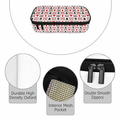 Playing Cards Pencil Holder Bag Bright Red Black White Symmetrical Geometric Pencil Case College Office Organizer for Students Boy Girl Teens Adults - color: Playing Cards