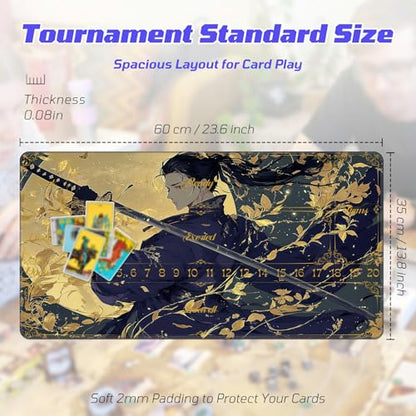 Classical-Style Hero TCG Playmat, RPG Quest Progress Playmat for MTG Card Game, Stitched Edge Non-Slip Rubber Base, Smooth Surface Trading Card Game Mat 24 x 14 Inch - color: Classical-style Hero, size: Zone 2