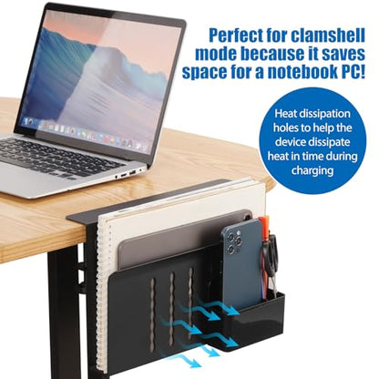 Desk Side Storage, Under Desk Laptop Mount, Table Side Hanging File Organizer, No Drill Clamp On Cable Management Tray, Laptop Holder with Magnetic Pen Holder for Office and Home(Black) - size: 1Tier-B
