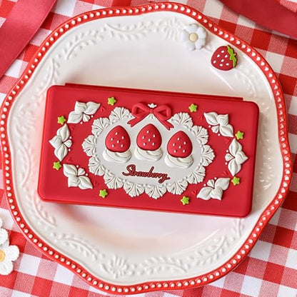 GeekShare Switch Game Card Case,Portable Magnetic Switch Game Holder Cartridge Case with 24 Game Card Slots and 24 TF Card Slots - Strawberries with Cream