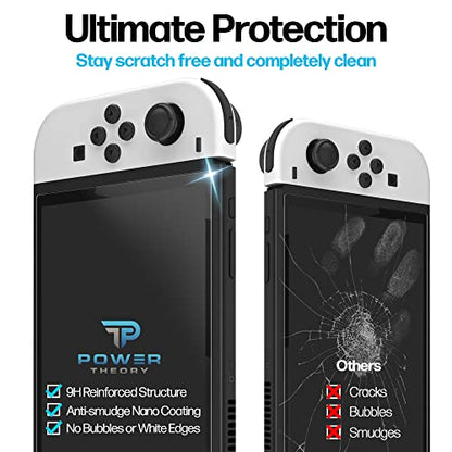 Power Theory Designed for Nintendo Switch OLED 7" Screen Protector Tempered Glass [9H Hardness], Easy Install Kit, 99% HD Bubble Free Clear, Case Friendly, Anti-Scratch, 2 Pack