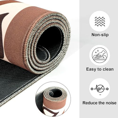 Neoprene Mahjong Mat with Rules, 33 x 33 in, Non-Slip, Brown | Noise-reducing table mat with carrying bag and 3 dice; for poker, cards, board games, tile games and dominoes - color: 33" Brown, size: 33"