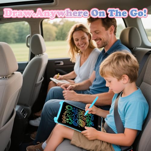 Kids Toys 10 Inch LCD Writing Tablet for Kids, Drawing Pads 2 Pack | Kids Travel Essentials, No Mess Coloring, Sensory Educational Learning Toys, Age 3-5 Boys Girls Gifts - color: 10”pink&blue