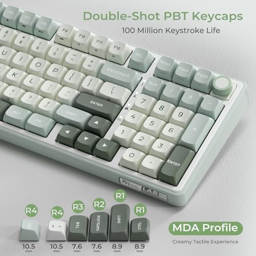 RK ROYAL KLUDGE R98 Pro Wired Mechanical Keyboard, RGB PC Gaming Keyboard with Number Pad and Volume Knob, Gasket Mount, MDA Profile PBT Keycaps, for Win/Mac, Hot Swappable Linear Cream Switch - color: Cyan, size: Hot Swappable Cream Switch