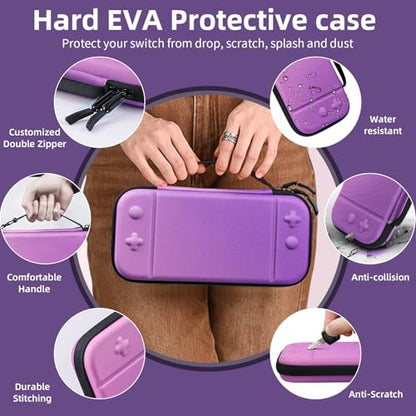 BRHE Switch 2 Carry Case Compatible with Nintendo Switch 2 Console,Large Capacity Switch 2 Case, Portable Hard NS 2 Travel Bag for Console & Accessories, 10 Game Card Slots (Purple Gradient) - color: Purple Gradient