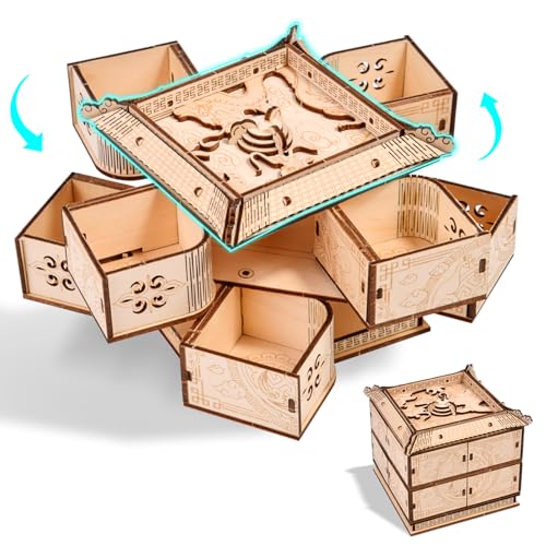 3D Wooden Puzzles for Adults - Mechanical Dragon Treasure Chest Model Kit, DIY Engineering Project, Unique Gift for Women, Collectible Art and Home Display - style: Mechanical Dragon Treasure