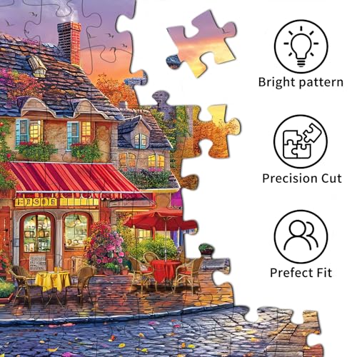 Puzzles for Adults 1000 Pieces,The Streets of Autumn Jigsaw Puzzle with 1:1 HD Poster, Perfect Interlocking No Dust, Stress Relief Ideal Gift for Family Games - color: The Streets of Autumn