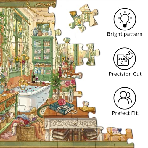 HUADADA-*Cozy Bathroom*-Jigsaw Puzzles for Adults 1000 Pieces, Interlock Perfectly No Dust, Impossible Difficult Hard Fun 1000 Piece Jigsaw Puzzles for Adults-1:1 Poster - color: Cozy Bathroom