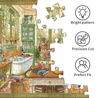 HUADADA-*Cozy Bathroom*-Jigsaw Puzzles for Adults 1000 Pieces, Interlock Perfectly No Dust, Impossible Difficult Hard Fun 1000 Piece Jigsaw Puzzles for Adults-1:1 Poster - color: Cozy Bathroom