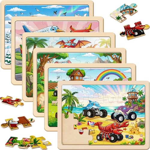 Puzzles for Kids Ages 3-5, Wooden Monster Truck Puzzles for Kids, 24 Piece Wooden Jigsaw Puzzles for Toddlers, Wood Puzzles for Kids Ages 4-6, Easter Basket Stuffers Gifts for Kids - color: Monster Truck