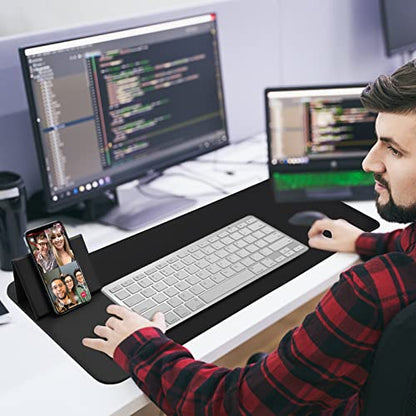 Wireless Charging Mouse Pad with Phone Holder Gaming Mousepad Desk Mat 15W Qi Fast Charging Pad Ultra-Smooth Surface Non-Slip Extended Premium Black Computer Keyboard Mat for MacBook PC Laptop - color: Wireless Charging