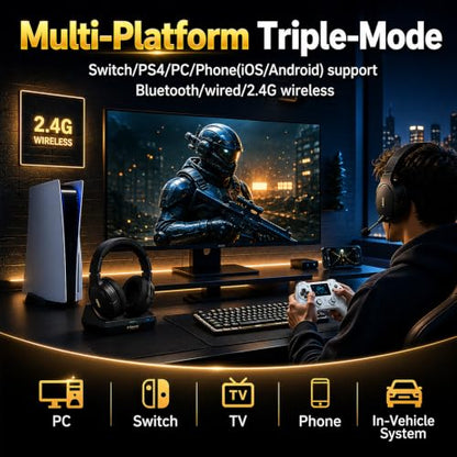 Morostron Wireless Controller for PC and Steam Games, Switch/Switch 2/iOS/Android Compatible, Interactive Screen, Hall Sticks, RGB, 1200mAh, White - color: White