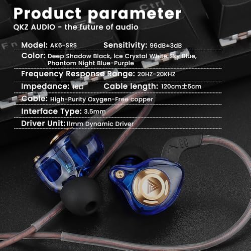 Entry-Level Gaming Headphones HiFi Game Earbuds Blue 11MM Wired-Earbuds Zero-Latency Transmission Mic for Gaming Music Video Calling in-Ear Headphones - color: 블루.