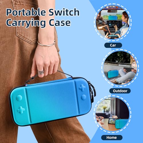 Switch 2 Carry Case Compatible with Nintendo Switch 2 Console,Large Capacity Switch 2 Case, Portable Hard Travel Bag for Console & Accessories, 10 Game Card Slots (Blue Gradient) - color: Blue Gradient