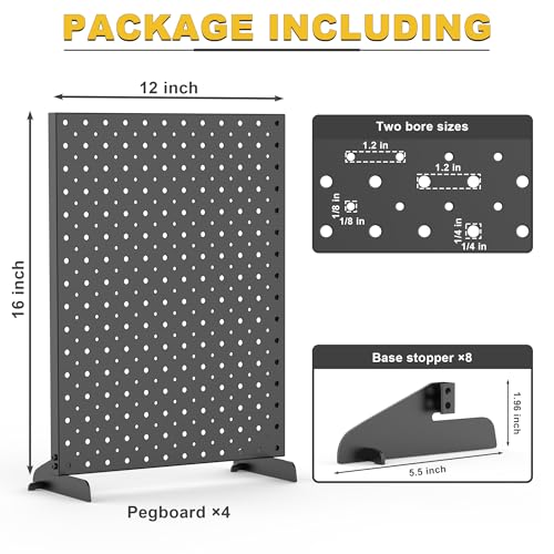 Pegboard Display Stand, Metal Tabletop Pegboard Display, Accessories Rack Organizer for Jewelry, Retail Stores, Craft Shows, 12"X16", 4pcs Black - size: 4Pack 12"X16"