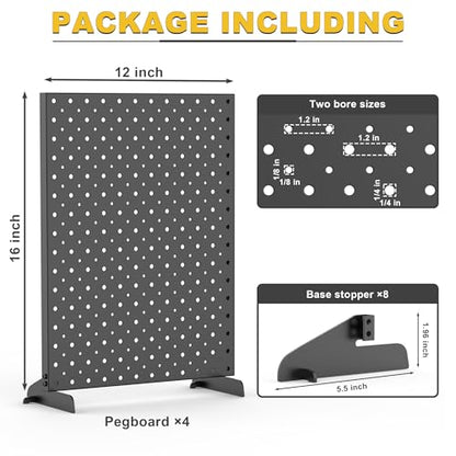 Pegboard Display Stand, Metal Tabletop Pegboard Display, Accessories Rack Organizer for Jewelry, Retail Stores, Craft Shows, 12"X16", 4pcs Black - size: 4Pack 12"X16"