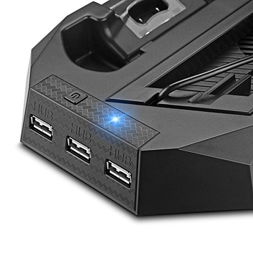 Vertical Stand Charger Cooling Station for PS4 Pro/Slim | 2-In-1, Dual Charger Ports, USB HUB