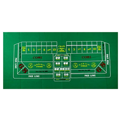 Craps Table Top Felt Layout - 36" x 72" Rectangle Las Vegas Style Green Casino Poker Table Cover Mat, Great for Poker Game Night Events Theme Party Fundraisers & Gatherings - size: 72" x 36" (Rectangular), style: Craps