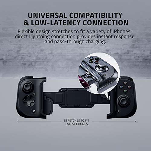 Razer Kishi Mobile Game Controller/Gamepad for iPhone iOS: Works with most iPhones – X, 11, 12, 13, 13 Max - Apple Arcade, Amazon Luna, Google Stadia - Lightning Port Passthrough - MFi Certified - style: For iPhone