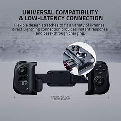 Razer Kishi Mobile Game Controller/Gamepad for iPhone iOS: Works with most iPhones – X, 11, 12, 13, 13 Max - Apple Arcade, Amazon Luna, Google Stadia - Lightning Port Passthrough - MFi Certified - style: For iPhone