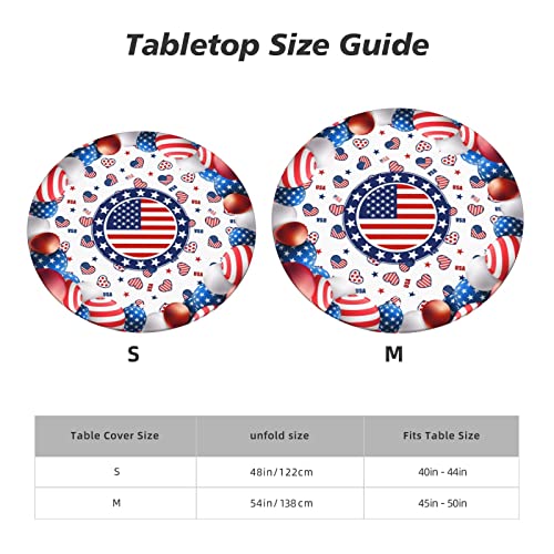 4th of July American Flag Round Tablecloth Elastic Fitted Table Cover Washable Elastic Edge Tablecloths for Kitchen Dining Party Fitted Table 40-44 - color: 4th of July American Flag S, size: 40" (Round)