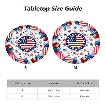 4th of July American Flag Round Tablecloth Elastic Fitted Table Cover Washable Elastic Edge Tablecloths for Kitchen Dining Party Fitted Table 40-44 - color: 4th of July American Flag S, size: 40" (Round)