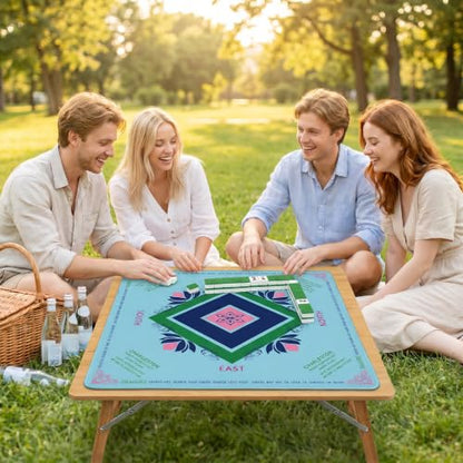 Non-Slip 31.5x31.5 in Noise Reduction Mahjong Game Mat, Lotus | Multi-use Waterproof Table Pad for Mahjong, Poker, Board Games, Card Games & Dominoes, Foldable Gaming Desk Mat - style: Lotus Serenity