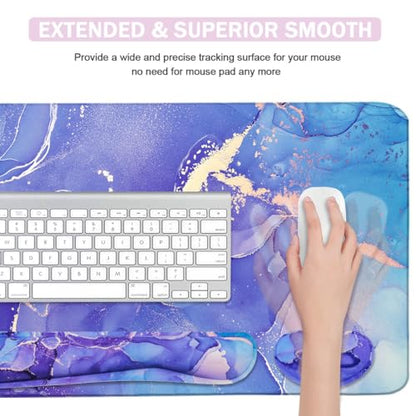 4-in-1 Large Mouse Pad, Keyboard Wrist Rest Pad & Wrist Support Mousepad Set, Extended Desk Pad Waterproof Desk Mat for Home Office Study Game - color: xin