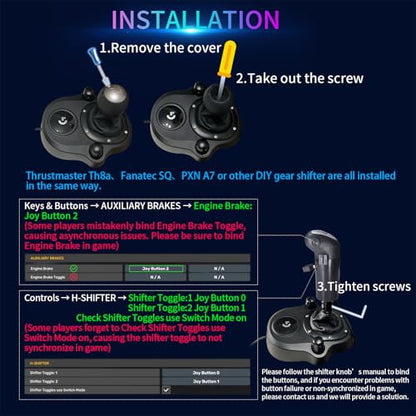 HCXLELD USB Truck Simulator Shifter Knob for ATS & ETS2 compatibled with Logitech G25 G27 G29 G920 G923 Thrustmaster TH8A Fanatec SQ Moza PXN or other DIY shifter