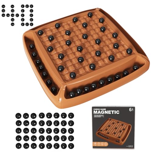 Magnet Game, Magnetic Game Board Games for Kids 8-12 and Adults, Magnet Chess Set Family Games Ideal for Family and Friend Games Night, 2-4 Players - style: Brown 40 Bead