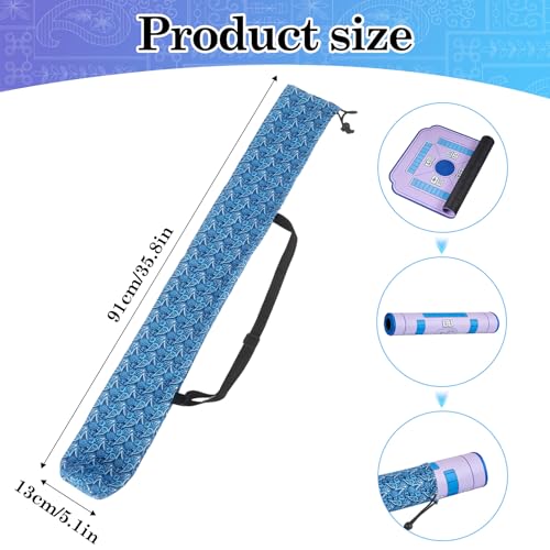 Klmnop 35 Inch Mahjong Mat Storage Bag with Adjustable Strap | Protect and Organize Your Mat with Drawstring Closure, Blue Waterproof Polyester Carrying Case for Board Games Travel Storage