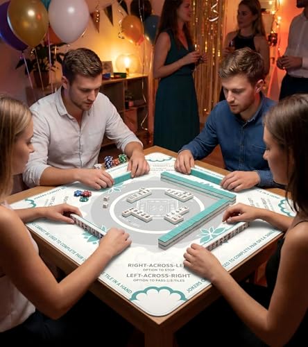 Mahjong Mat for Table, American Mahjong Mat(White) | 31.5" x 31.5",Anti-Slip, Noise-Reducing Gaming Mat for Mahjong/Poker/Board Games/Card Games/Dominoes - color: White