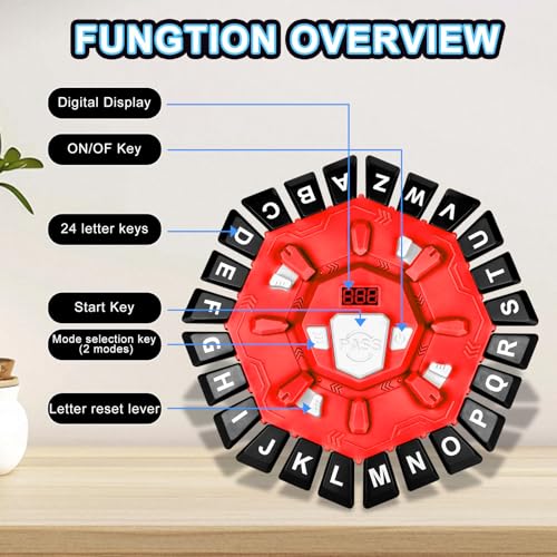 Word Game for Families, Fun for Family Games Night, Fast-Paced Party & Learning Board Games for Kids, 24 Letter Press with LCD Timer, 35 Cards, 2 Game Modes, Perfect for Birthdays–Red
