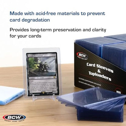 BCW Card Sleeves and Toploaders Combo Pack | 200 Toploaders & 200 Penny Sleeves - Protect, Store & Display Trading Cards | Acid-Free Card Protectors | Compatible with Sports Cards & TCG Cards - color: 200 Count