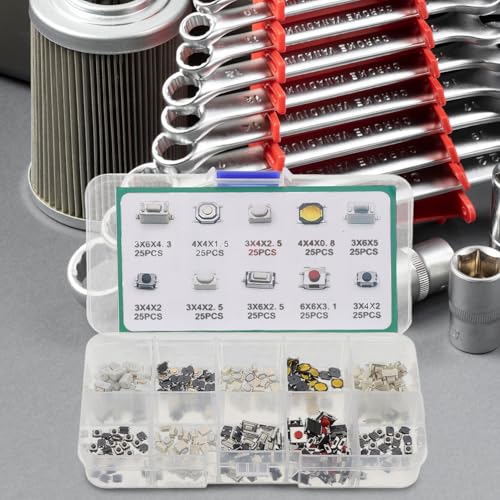 PATKAW 250pcs Mini Tactile Push Button Momentary Switches Car Vehicle Replacement Small Electronic Switch Kit for Automotive Repair and Arcade Game Parts