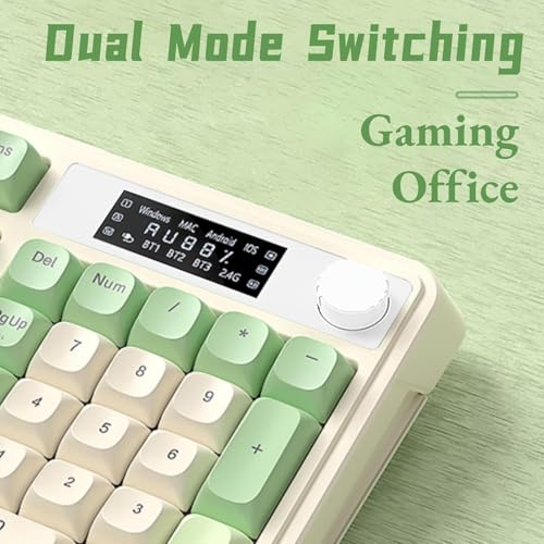 AULA S99 Pro Gaming Keyboard, Cute Creamy Keyboard with Number Pad Smart Screen, Tri-Mode Bluetooth/2.4G/USB-C Computer Keyboards, Media Knob Custom RGB Backlit Feel for MAC Xbox PC Gamer - Purple - color: Purple White