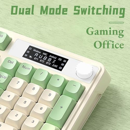 AULA S99 Pro Gaming Keyboard, Cute Creamy Wireless Keyboard | Tri-Mode Bluetooth/2.4G/USB-C Computer Keyboards, Media Knob Custom RGB Backlit with Number Pad Smart Screen- Purple - color: Purple White