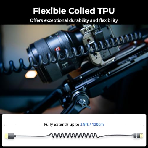 SMALLRIG Coiled HDMI Cable 2.0 (A to A), 4K@60Hz 18Gbps, High Speed Supports 3D, Flexible Durable TPU Camera Cable for BMPCC 4K/6K, for Panasonic S1H/GH5, etc., for Monitor, Gimbal - 4963 - size: Coiled(A to A)