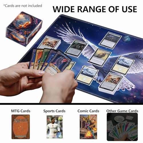 Strong Magnet for TCG MTG Commander Deck Box Playing Card Case Magic Deck Box Creative Pattern Trading Card Storage Box for Collectible Games, Blue Yellow Flowers And Cute Fox - color: Blue Yellow Flowers And Cute Fox