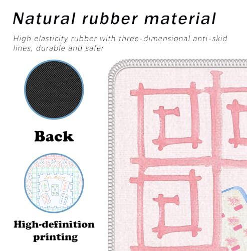 Blue Pink Chinoiserie Mahjong Mat 31.5" x 31.5", Grandmillennial Pastel Non-Slip Noise Reduction Mahjong Table Cover Accessories and Supplies for Dominoes Poker Card Board and Tile Games Gifts - color: Blue Pink Chinoiserie Mahjong Mat