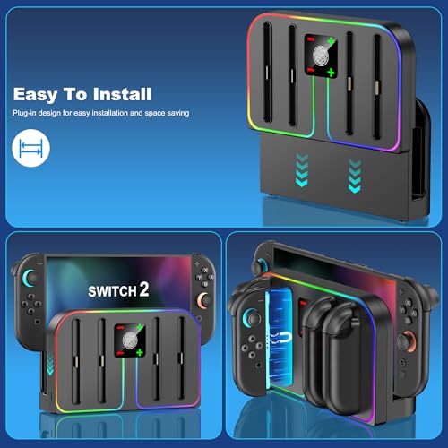 Svetaecho Charging Dock Compatible with Nintendo Switch 2 (2025) for Joycon Controller Charging, 4 in 1 Joypad Charger for Switch 2 Joy Con Fast Charger Stand Station Accessories PlayStation 3 - style: Vertical