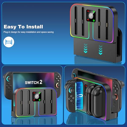 Svetaecho Charging Dock Compatible with Nintendo Switch 2 (2025) for Joycon Controller Charging, 4 in 1 Joypad Charger for Switch 2 Joy Con Fast Charger Stand Station Accessories PlayStation 3 - style: Vertical