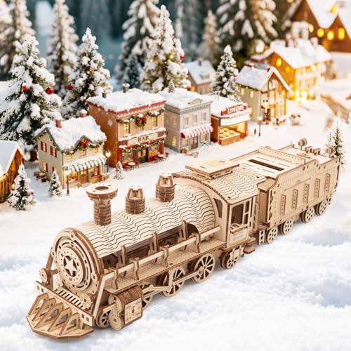 3D Puzzles Luxury Train Wooden DIY Building Model Kit | For Adults, Gifts - style: Luxury Train