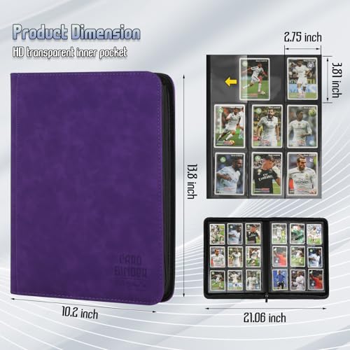 Trading Card Binder, Premium 9 Pocket Double Sided 540 Pocket PU Card Collection Binder, Collectible Trading Card Albums for MTG, TCG, Sport Card, Game Cards (Purple) - color: Purple