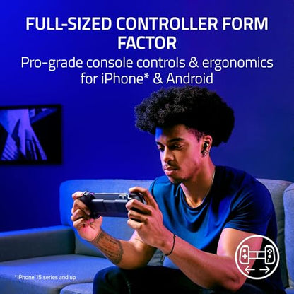 Razer Kishi V3 Gaming Controller for iPhone 15, 16, 17 Series & Android: TMR Thumbsticks - Dual Back Buttons - Fits Most Phone Cases - PC Remote Play - USB-C Gamepad Connection - Phantom White - color: Phantom White
