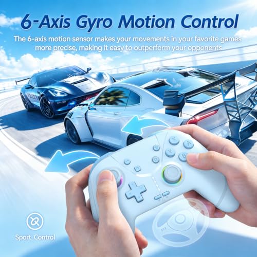 Switch Controller, Wireless Pro Controller for Nintendo Switch 2/Switch/Lite/OLED, Bluetooth controllers Compatible with iPhone/Mac/iPad/iOS/Android/Phone/PC/Steam and TV with Programming/RGB4/Vibration / 3 Turbo Modes/6-Axis/Motion (Blue) - color: Blue