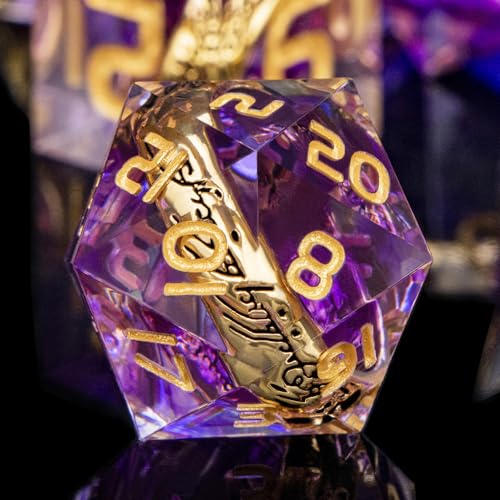 Magic Golden Ring DND Dice Set Sharp Edge Red Resin Dice with Box, for use with RPG D&D Tabletop Games Lord D and D Polyhedral Dice Set - color: Ring - Purple-1