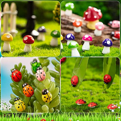 Tuanse 248 Pcs Miniature Fairy Garden Accessories with Mini Resin Animals | Garden DIY Craft, Miniature Figurines, Micro Landscape Ornaments Kit, Including Tiny Stone Bridge Pond Lighthouse Figurines