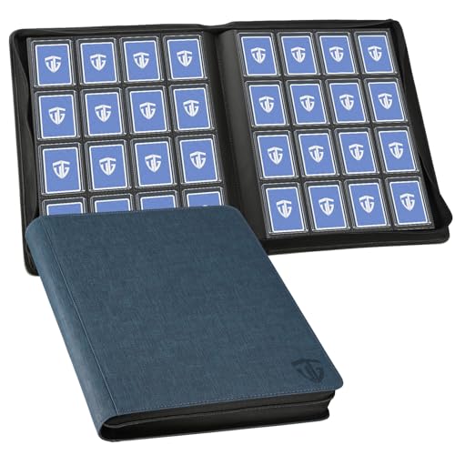 16 Pocket Toploader Binder,Holds 640 3”x4” Toploader Hard Cases,Sleeves Card Collection Binder,20 Double Sided Pages,Compatible with Trading & Sports Holder (Dark Blue) - color: Dark Blue, size: 16 Pocket
